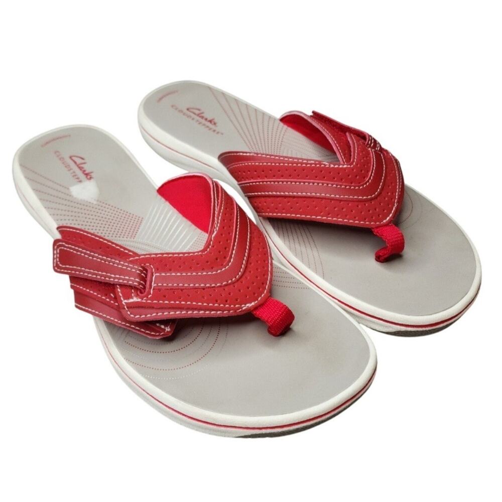 Clarks Cloudsteppers Womens Brinkley Jazz Flip Flops Sandals Size 10M Red Thong